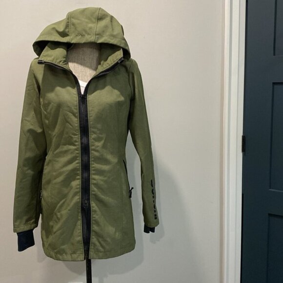 Bench Green Softshell Hooded Long Coat Size large - Picture 3 of 16